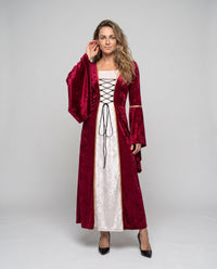 Seraphina | Red-Gold Wide-Sleeve Historical Halloween Dress
