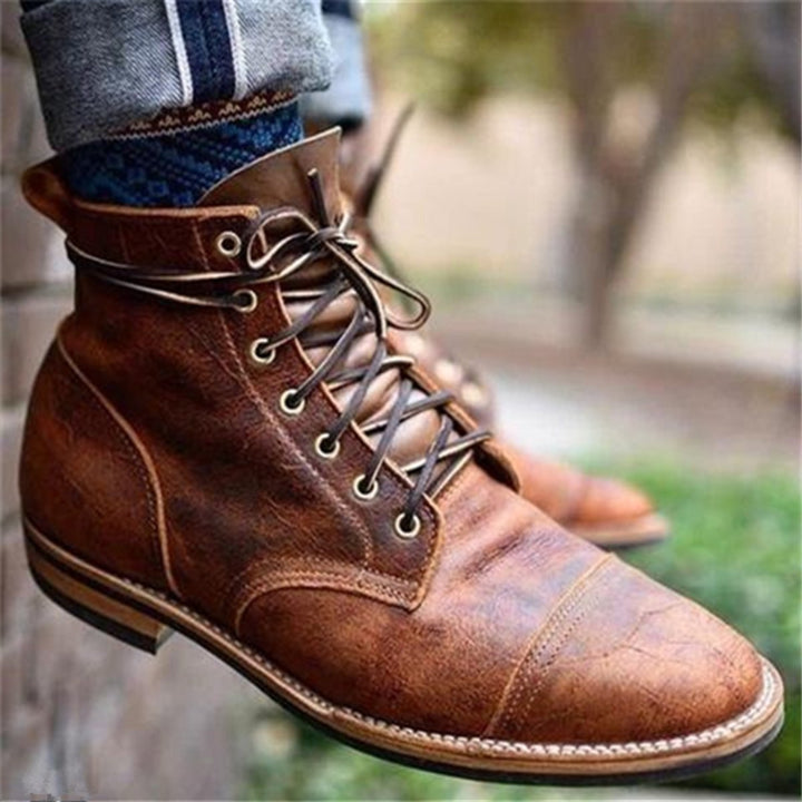 Cadenza | Men's Rugged Cap-Toe Leather Ankle Boots
