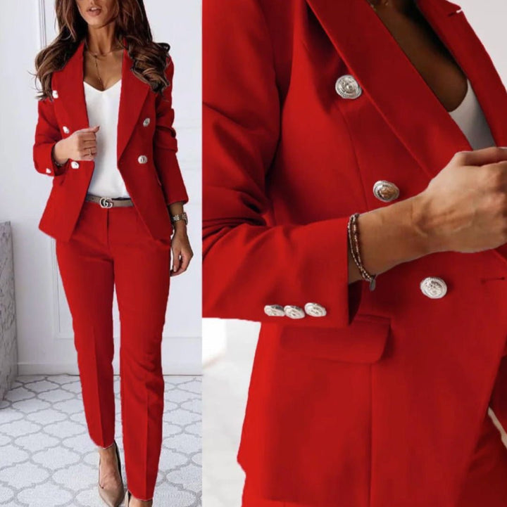 Lena | Women's Double-Breasted Blazer & Straight Pants Set