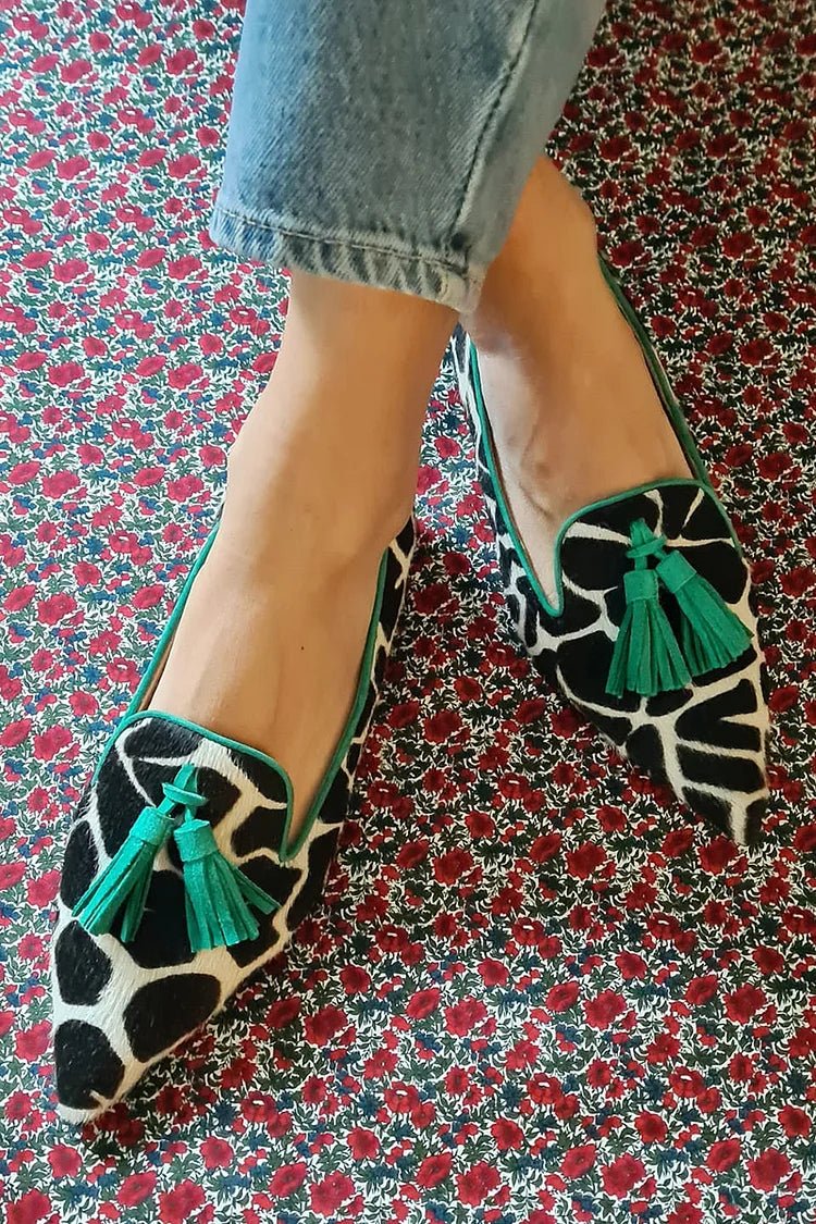 Giselle | Women's Pointed Animal Print Tassel Loafers