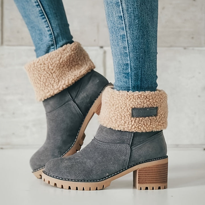 Clara | Women's Fleece-Lined Block Heel Ankle Boots