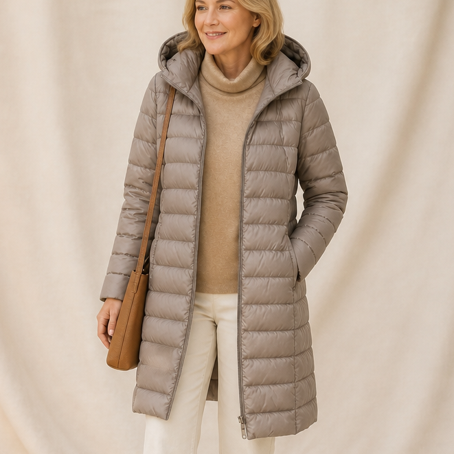 Veluna | Long Puffer Coat – Quilted Warmth for Women