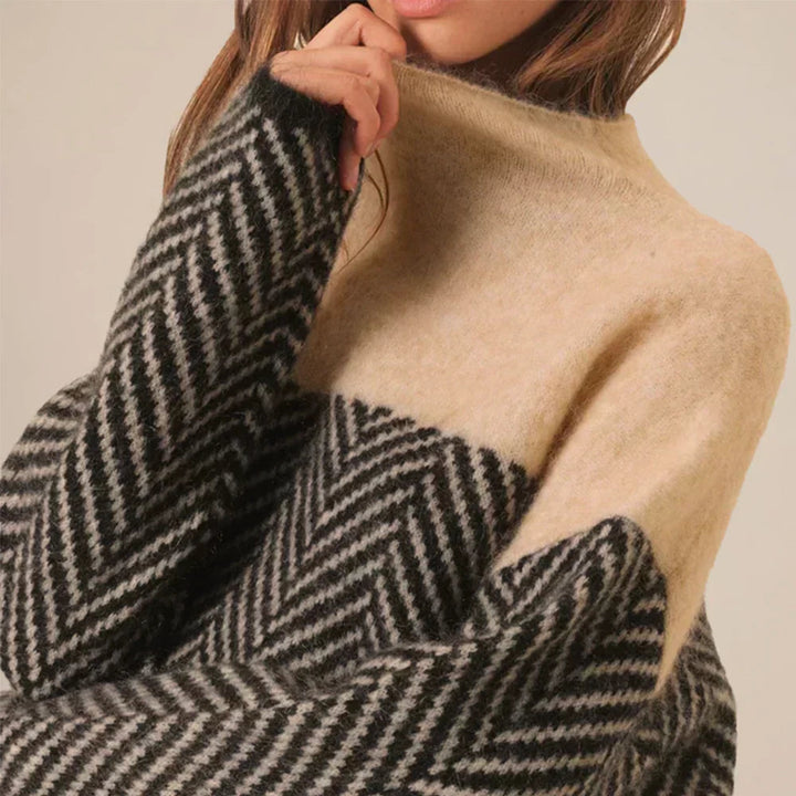Seraphina | Chevron Knit Turtleneck Sweater
