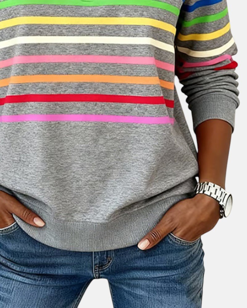 Delphine | Striped Quarter Zip Sweatshirt