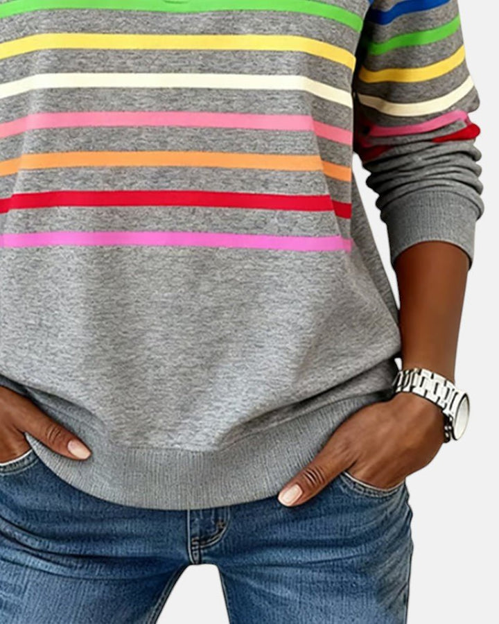 Delphine | Striped Quarter Zip Sweatshirt