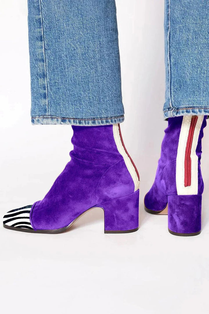 Velmira | Women's Bold Suede Leopard-Toe Ankle Boots