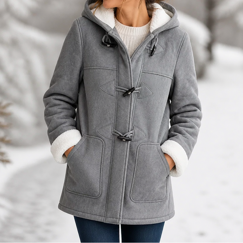 Plushbelle | Faux Shearling Hooded Winter Coat – Cozy Style for Women