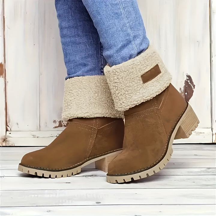 Clara | Women's Fleece-Lined Block Heel Ankle Boots