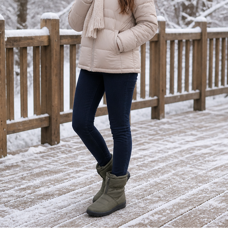 Frostbella | Quilted Snow Boots – Warm Side-Zip Style for Women