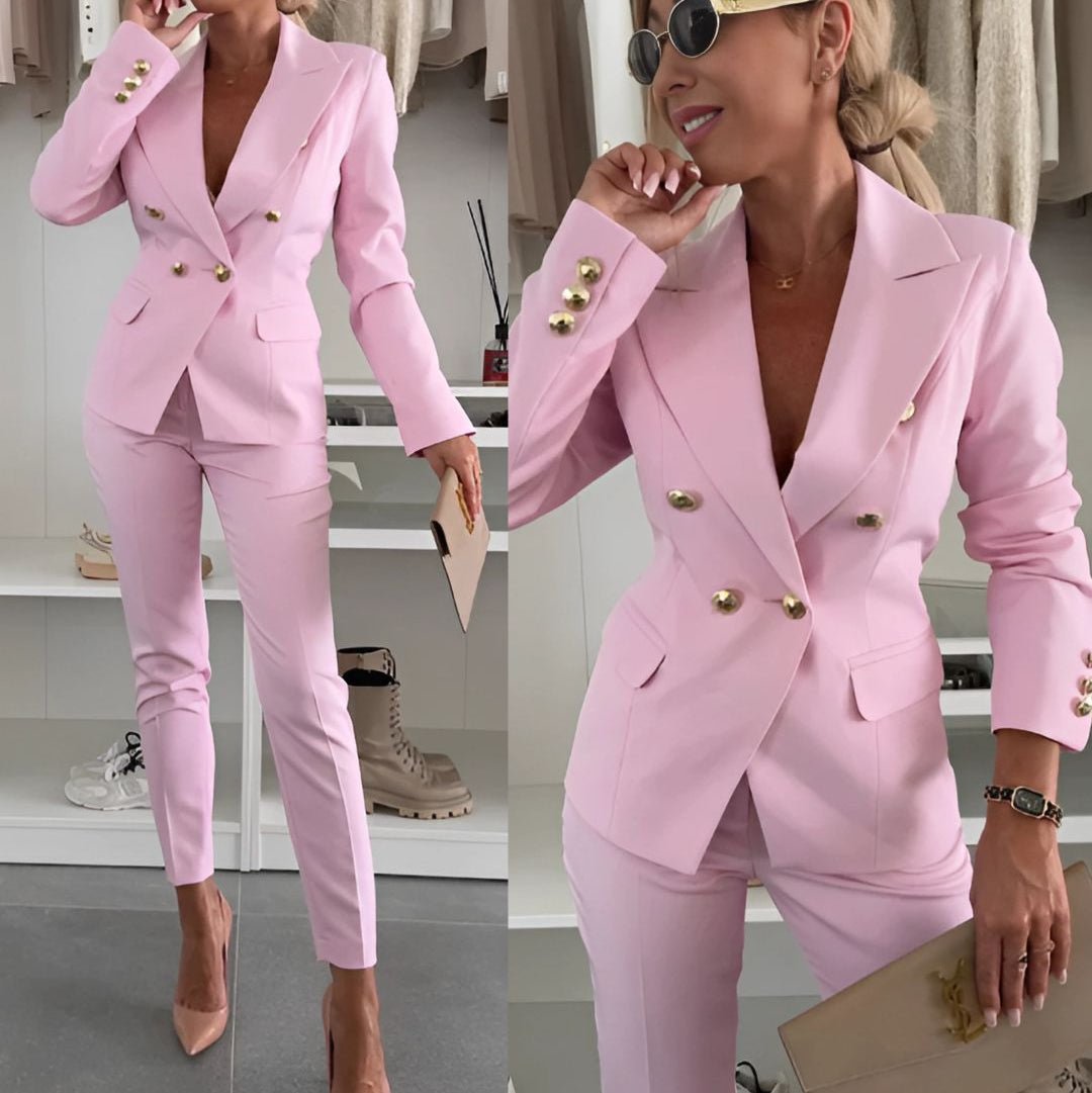 Lena | Women's Double-Breasted Blazer & Straight Pants Set