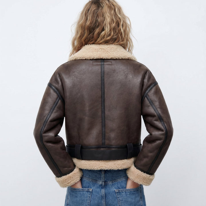 Elara | Bomber Jacket – Luxury Reversible Lamb Fur for Women