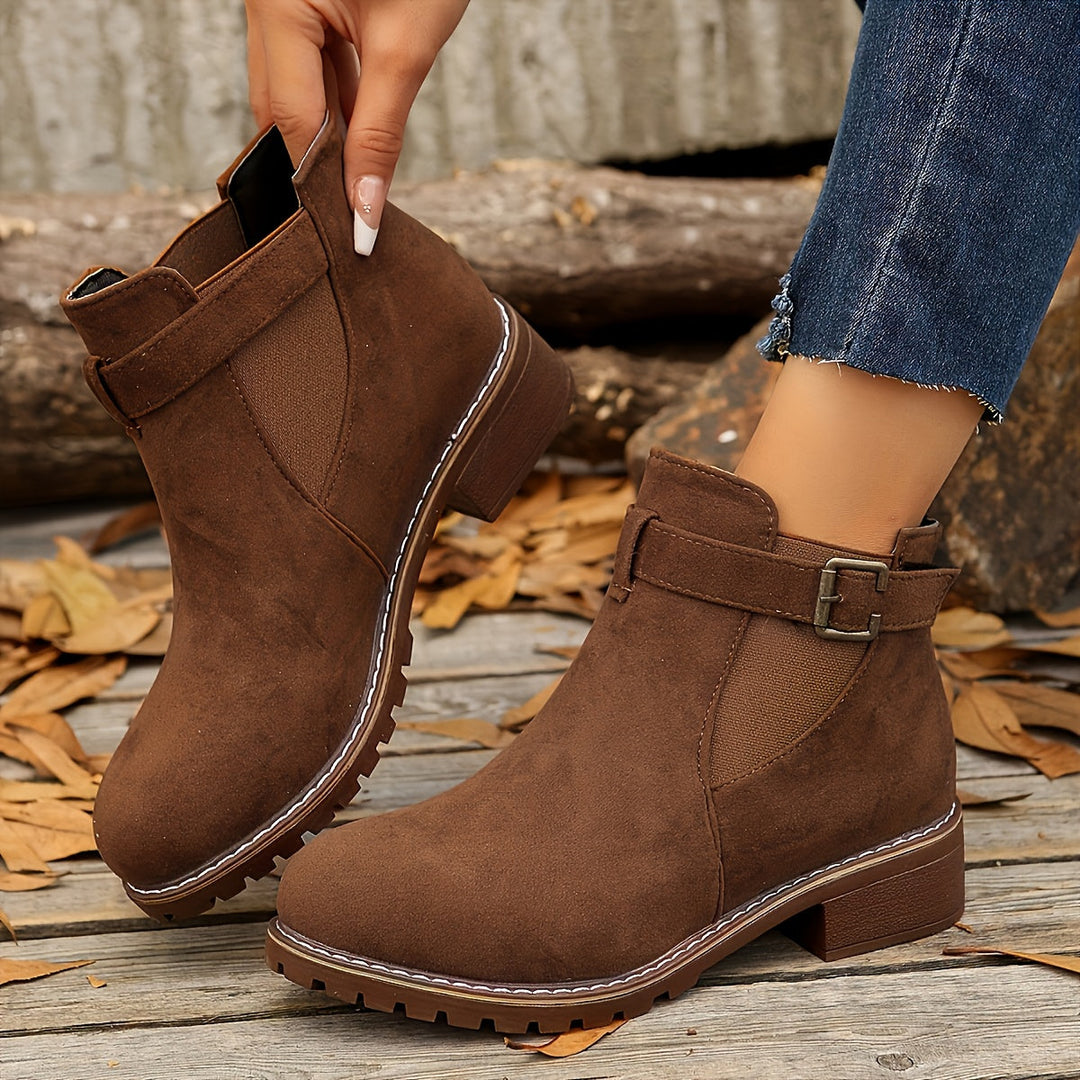 Evelina | Women's Chic Buckle Strap Chelsea Ankle Boots