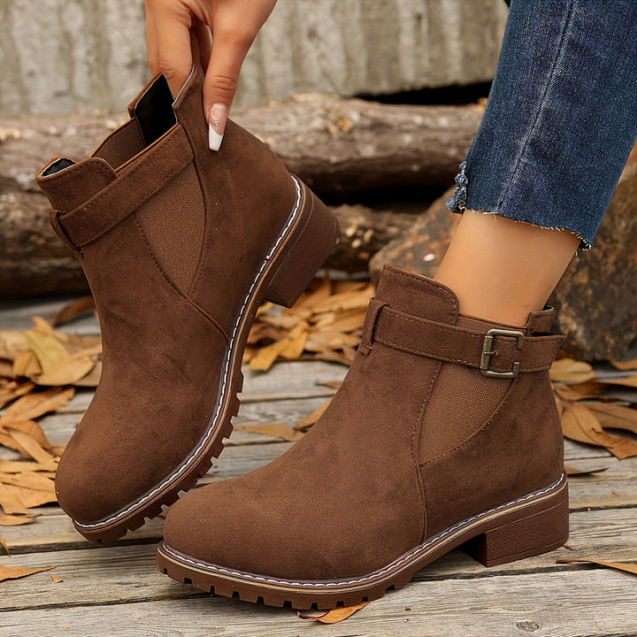 Evelina | Women's Chic Buckle Strap Chelsea Ankle Boots