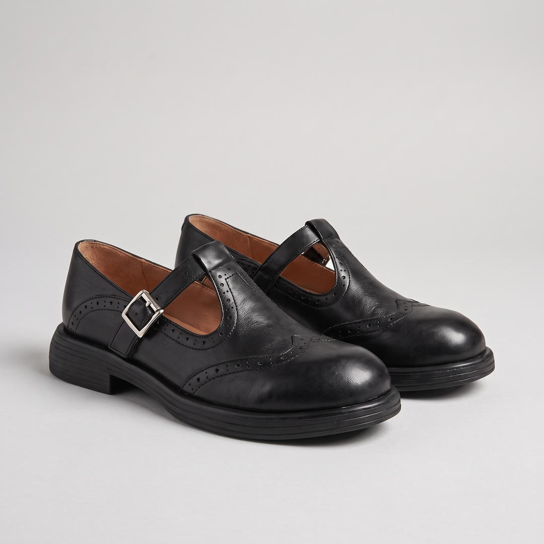 Isabelle | Brogue Buckle-Strap Low-Heel Loafers - Image 5