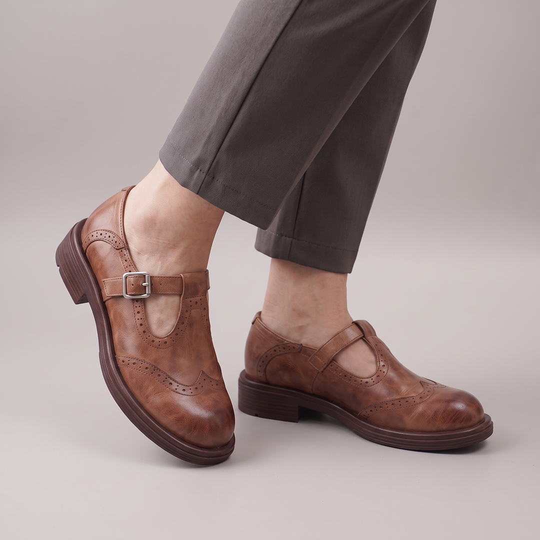 Isabelle | Brogue Buckle-Strap Low-Heel Loafers - Image 2