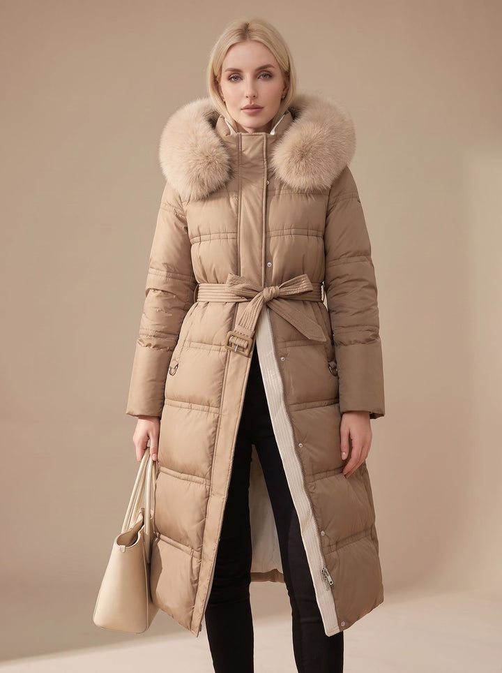 Evelyn | Long Puffer Parka – Luxury Winter Coat with Fur-Hood