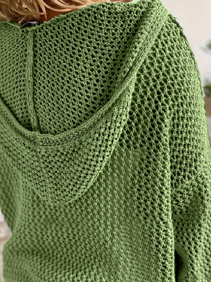 Delaney | Open-Knit Hooded Sweater – Relaxed Style for Women