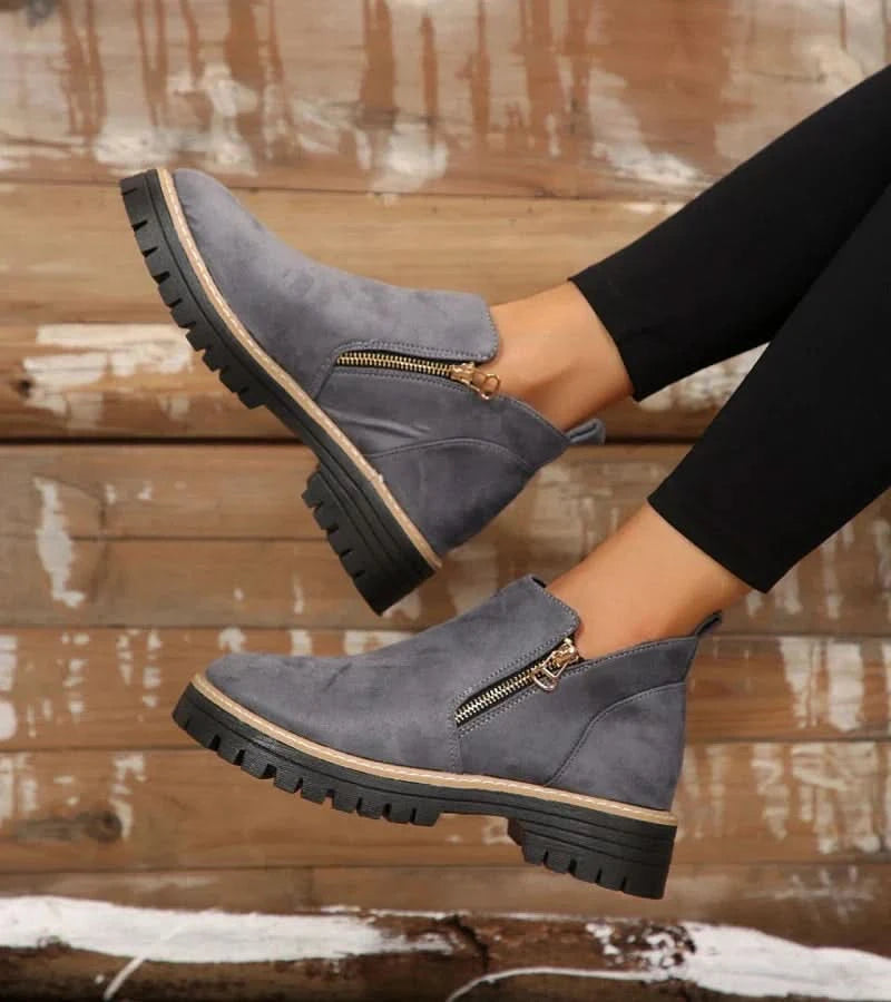 Aria | Cushioned Side-Zip Lug-Sole Ankle Boots - Image 3
