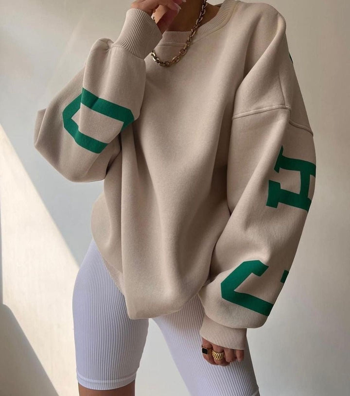 Isalyn | Felpa girocollo casual oversize con interno felpato