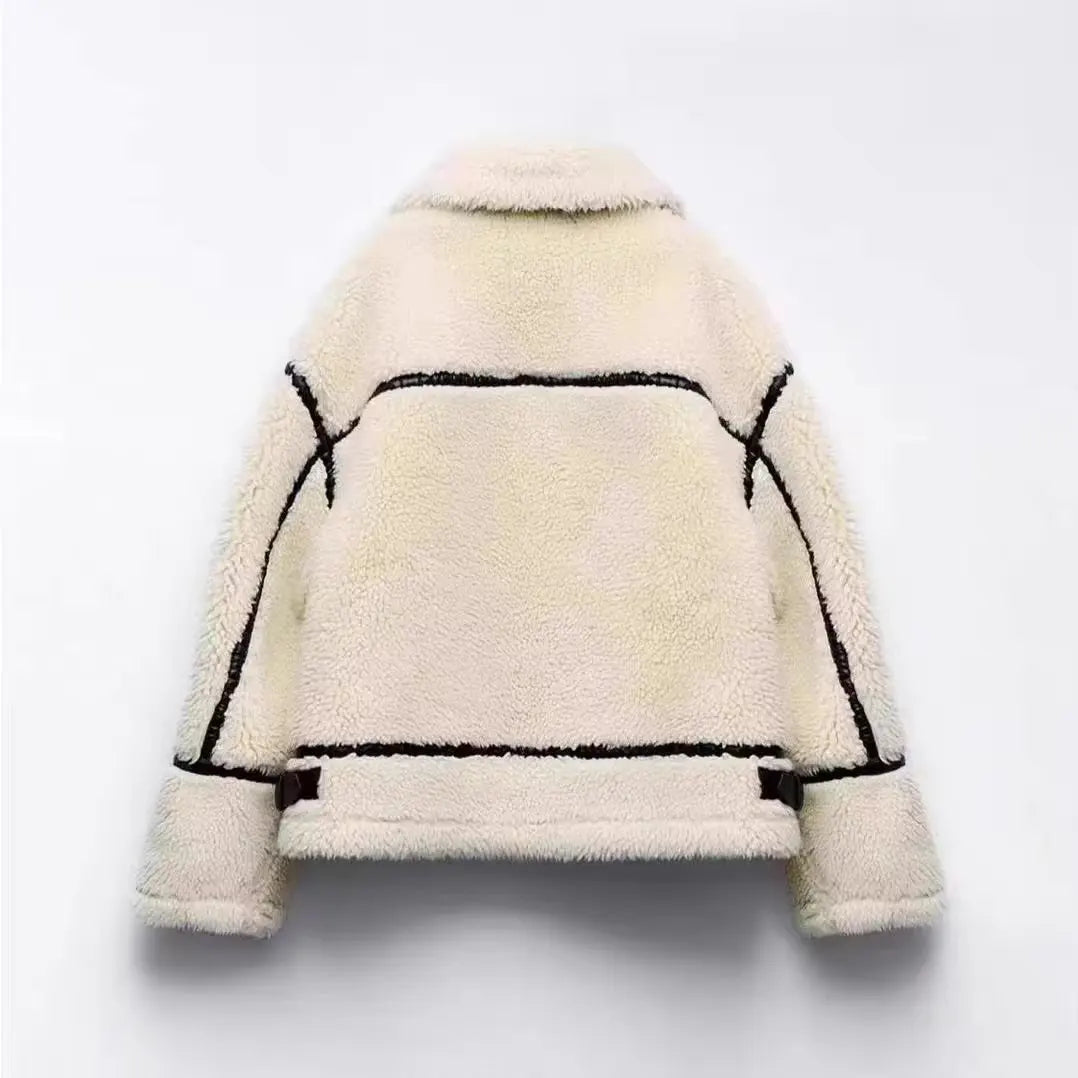 Cecil | Sherpa Teddy Jacket with Contrast Trim for Women