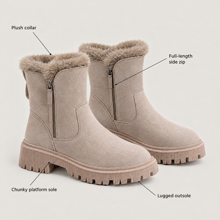 Clea | Winter Ankle Boots – Cleated Sole Shape for Women