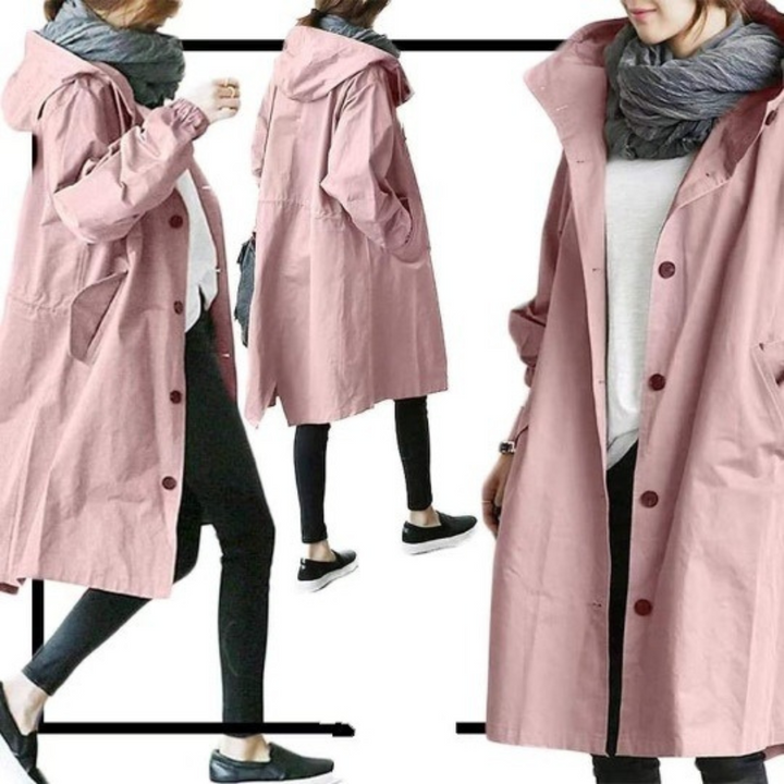 Maya | Women's Elegant Longline Hooded Trench Coat