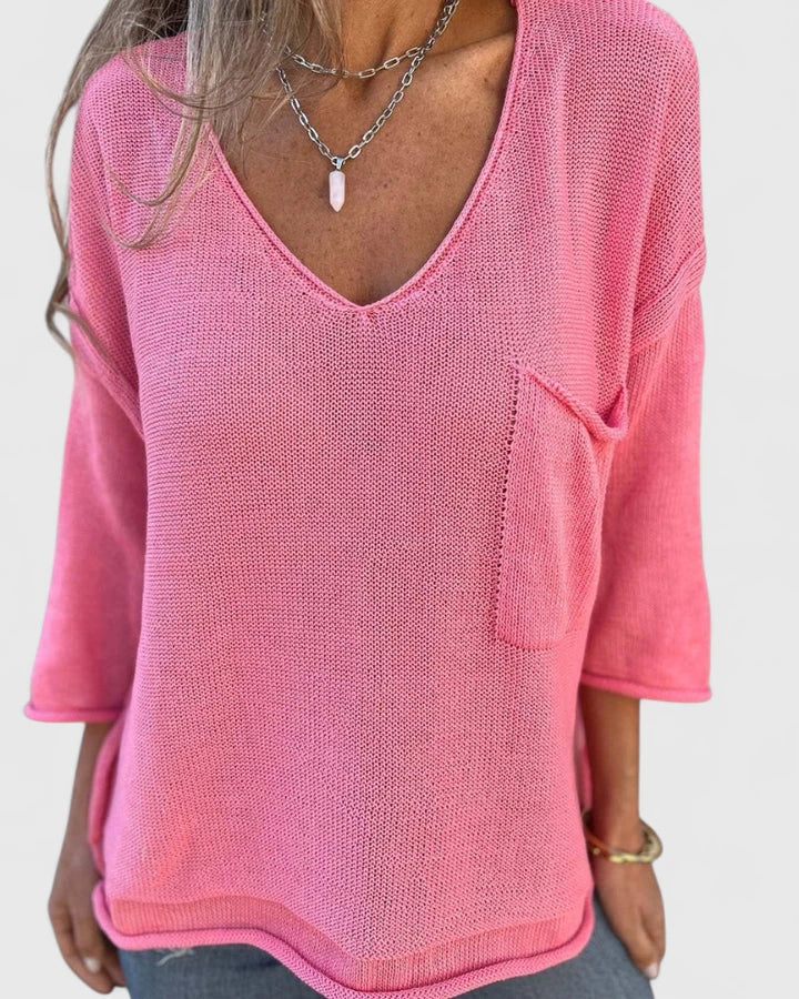 Rosalie | Top in maglia con scollo a V e tasche