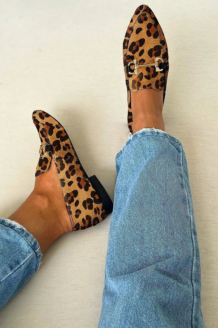 Lucia | Women's Printed Loafers with Metallic Accent