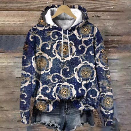 Emma | Floral Knit Hoodie for Women – Comfortable Autumn Style