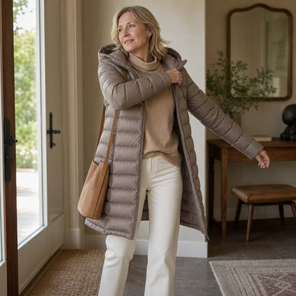 Veluna | Long Puffer Coat – Quilted Warmth for Women
