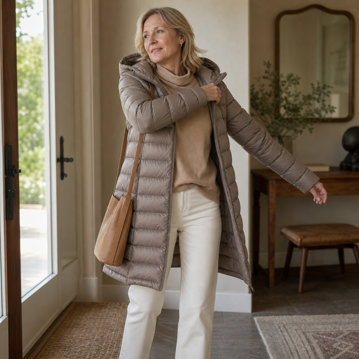 Veluna | Long Puffer Coat – Quilted Warmth for Women