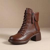 Genevieve | Stivaletti vintage in microfibra con zip laterale