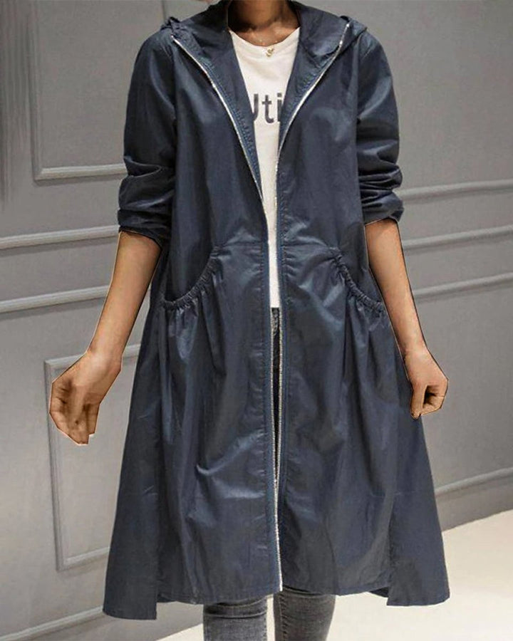 Sylvie | Impermeabile trench lungo con cappuccio, elegante da donna