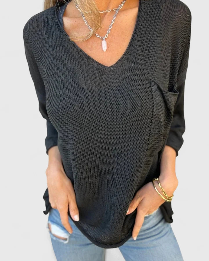 Rosalie | Top in maglia con scollo a V e tasche