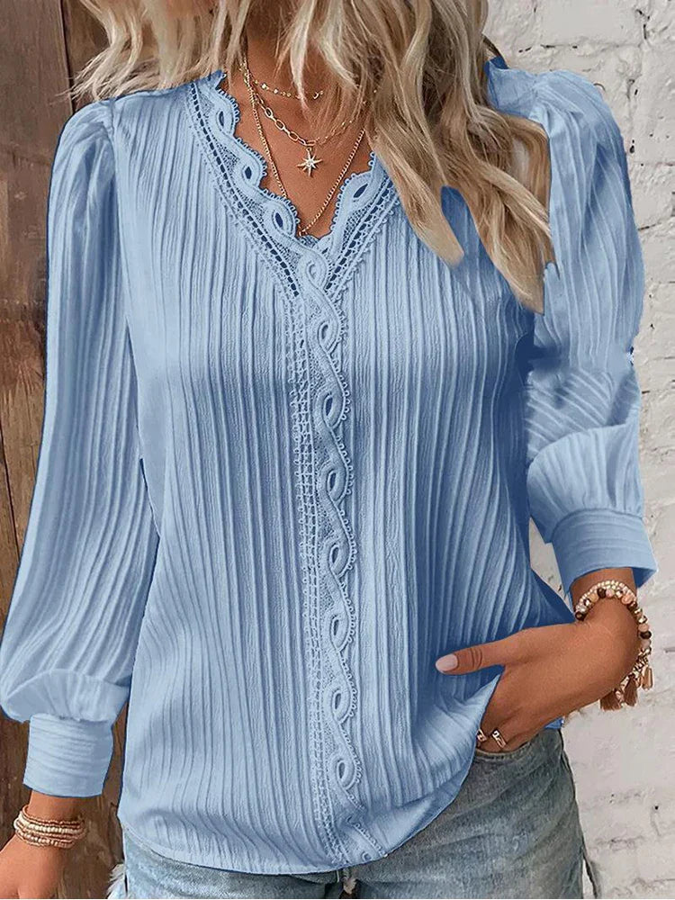 Nola | Lace-Trimmed Blouse – Timeless Elegance for Everyday Wear