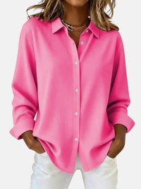 Elodie | Fluid Draped Vivid-Pink Blouse