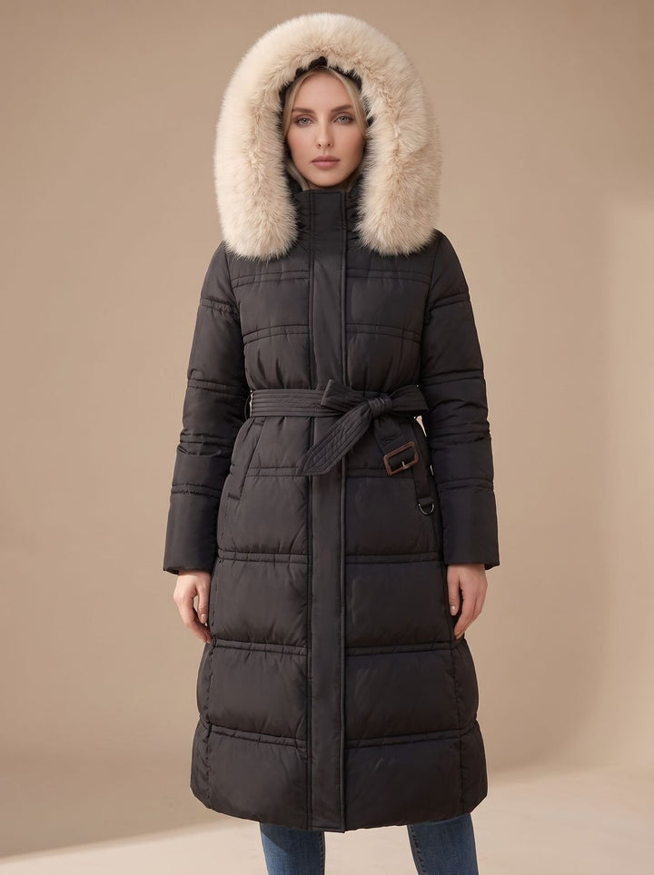 Evelyn | Long Puffer Parka – Luxury Winter Coat with Fur-Hood