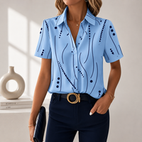 Amara | Abstract Print Short-Sleeve Button-Front Blouse