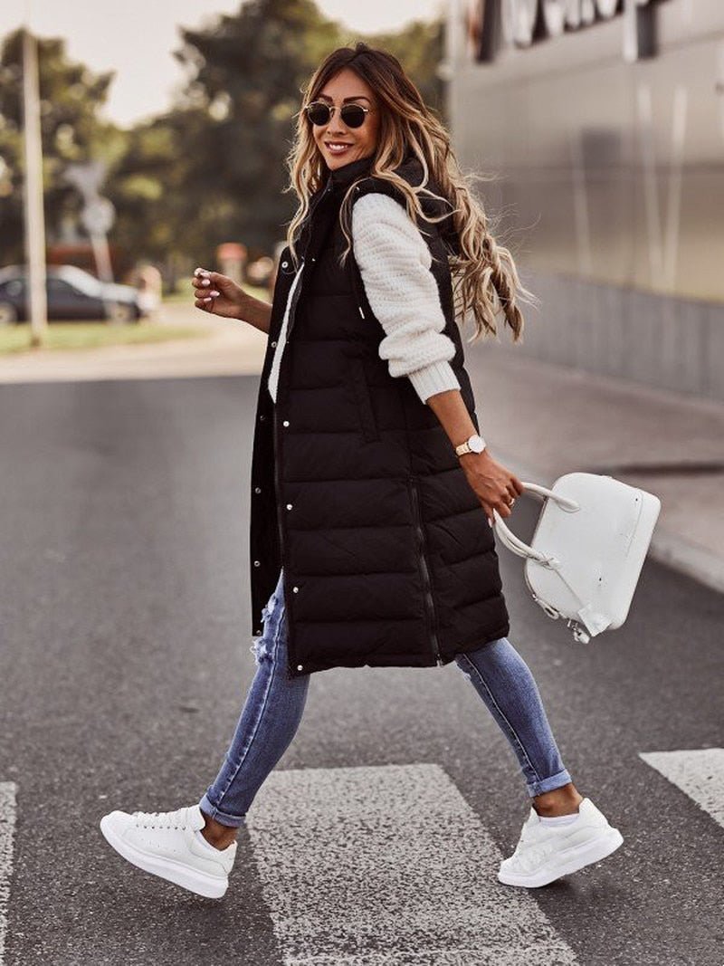Zara | Knee-Length Quilted Winter Jacket – Stylish Cold Weather Essential