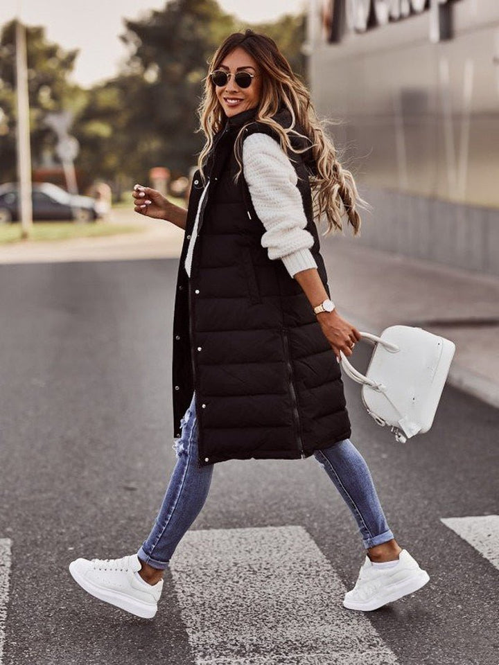 Zara | Knee-Length Quilted Winter Jacket – Stylish Cold Weather Essential