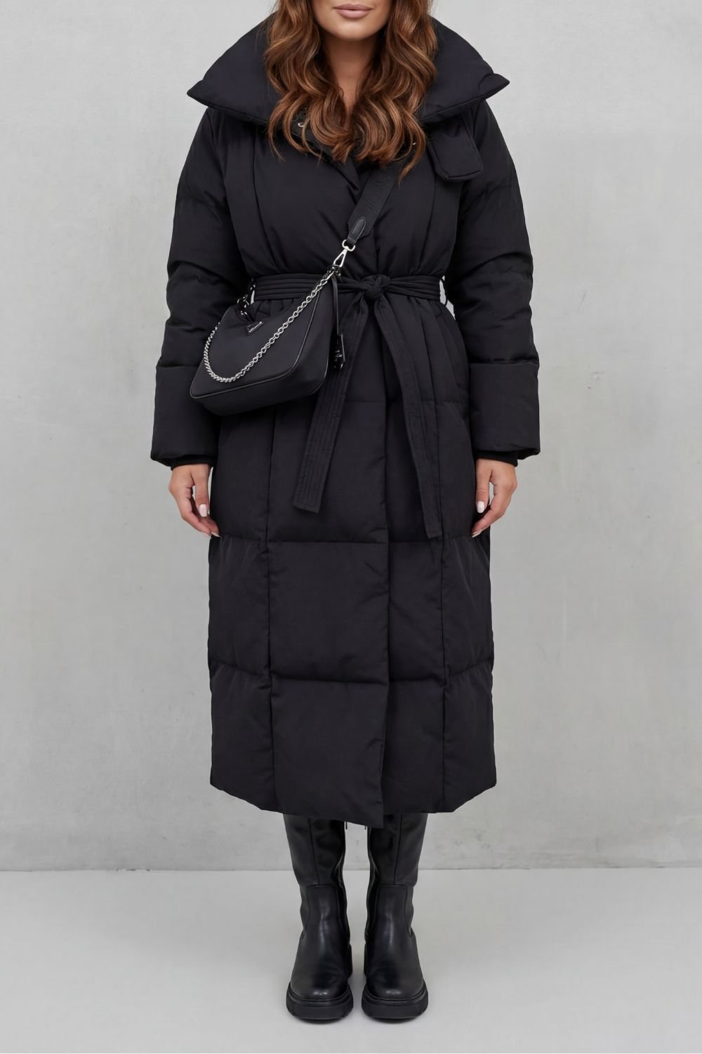 Frescetta | Long Puffer Coat with Belted Silhouette