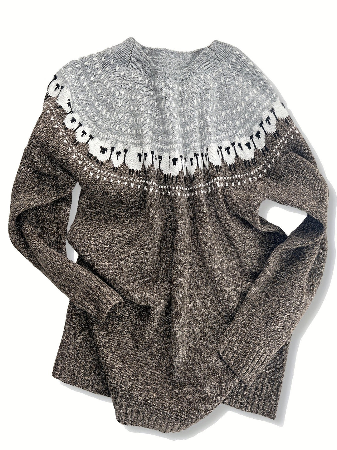 Jolene | Chunky Knit Sweater with Sheep Jacquard Pattern
