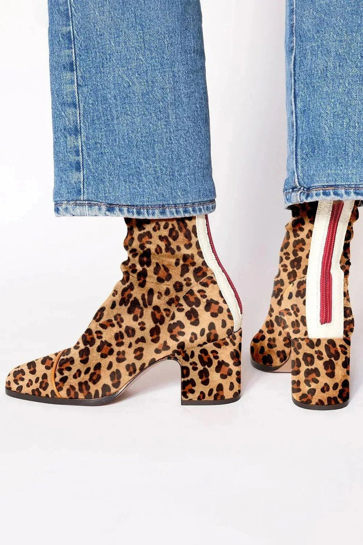 Velmira | Women's Bold Suede Leopard-Toe Ankle Boots