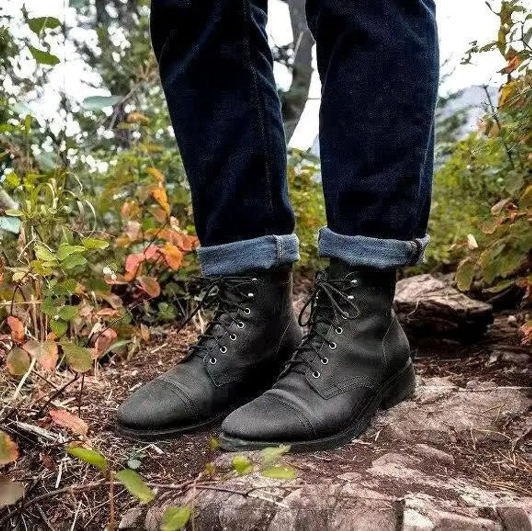Cadenza | Men's Rugged Cap-Toe Leather Ankle Boots
