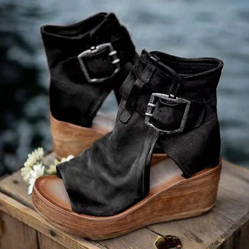 Valmira | Women's Edgy Open-Toe Wedge Ankle Boots