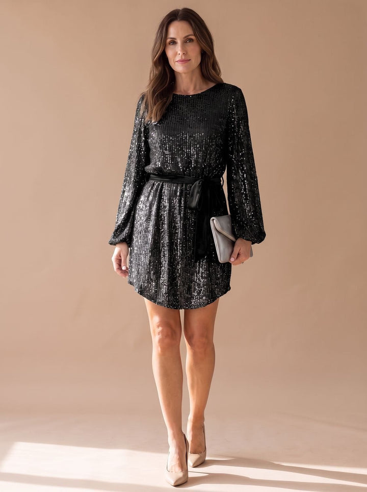 Mysa | Sequin Mini Dress – Elegant Balloon Sleeve Style for Women