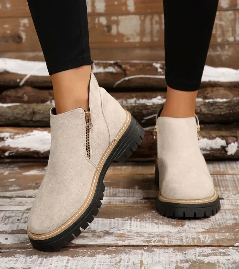 Aria | Cushioned Side-Zip Lug-Sole Ankle Boots - Image 4