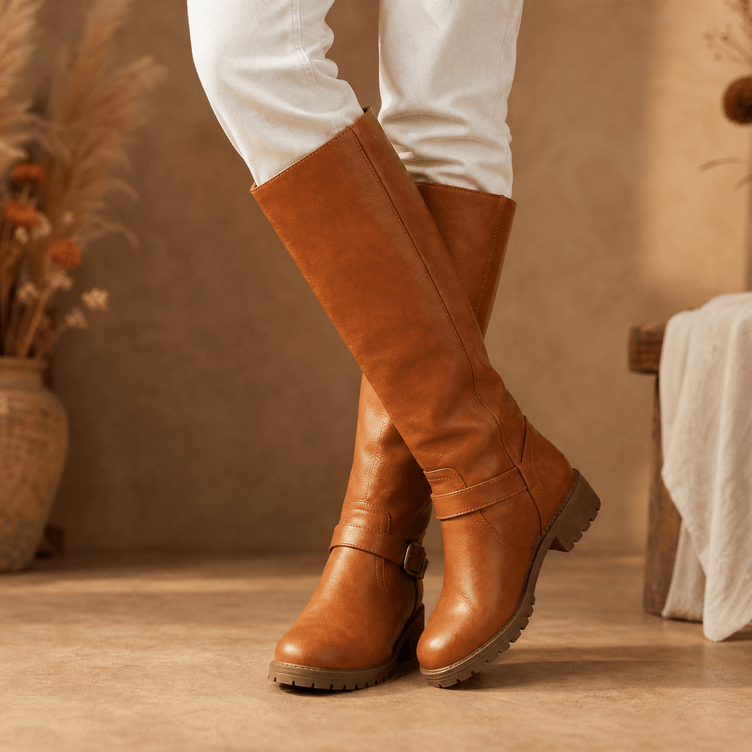 Ridella | Knee High Riding Boots – Classic Buckle Detail