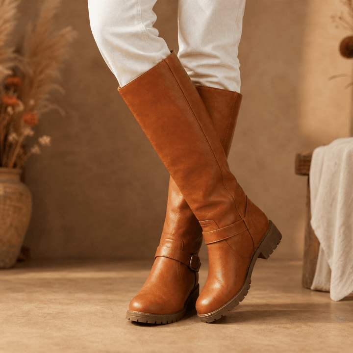 Ridella | Knee High Riding Boots – Classic Buckle Detail