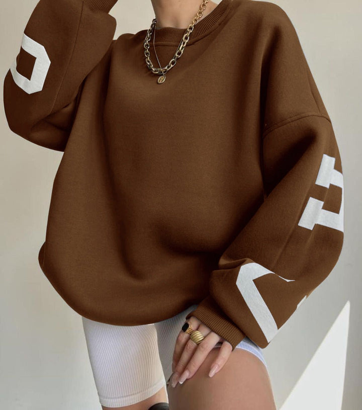 Isalyn | Felpa girocollo casual oversize con interno felpato